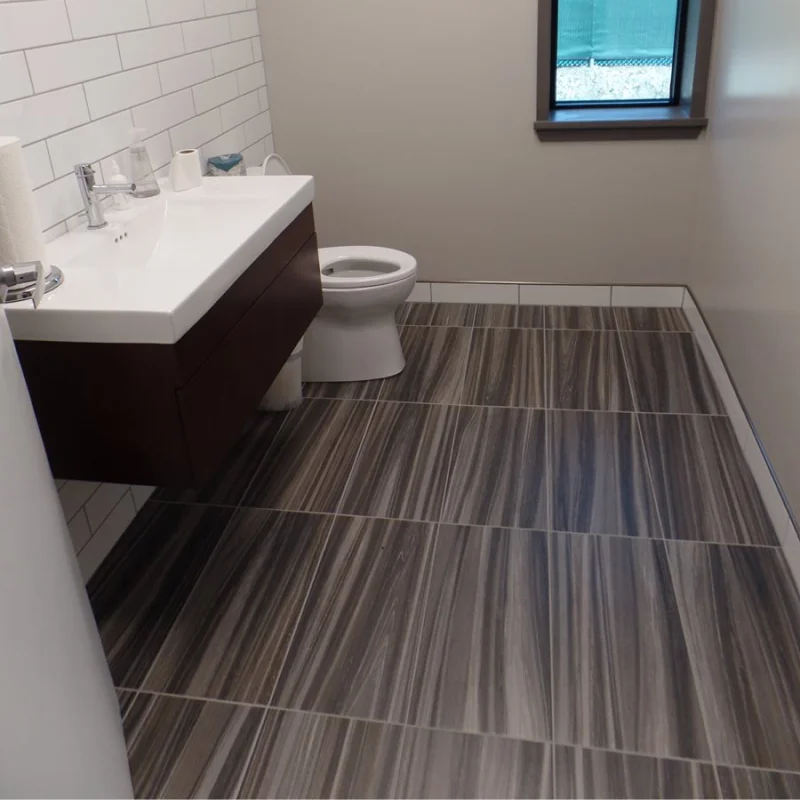 Large tile installed in bathroom from Flooring Source in the Auburn, MA area